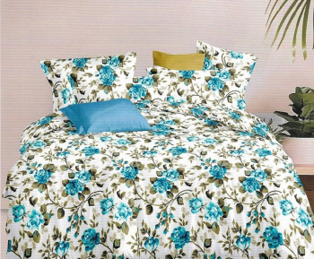 Lenjerie de pat pentru o persoana cu 2 huse de perna patrata Sunny Spell bumbac mercerizat multicolor