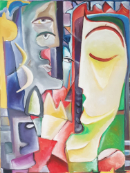Tablou Modern Optimism 80x60 cm Pictat Manual 