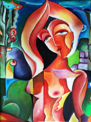 Tablou Modern Portretul unui Nud 80x60 cm Pictat Manual 