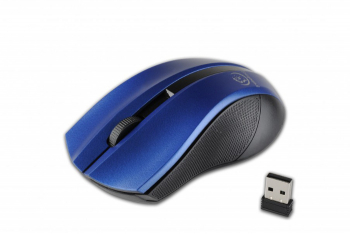 Mouse optic wireless cu design ergonomic si interfata USB Albastru-negru SOHO5256 