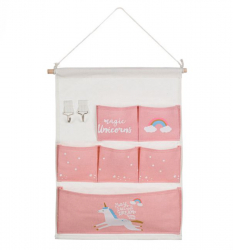 Organizator suspendat din panza cu 6 buzunare model Unicorn Multicolor SOHO5308 