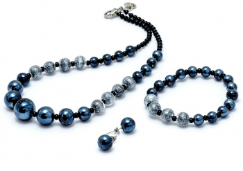 Set bijuterii Mihaela din sticla de Murano negru 
