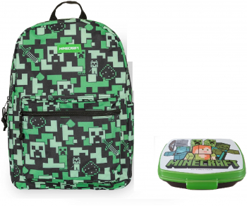 Set Ghiozdan Minecraft Creeper 44 cm si cutie sandwich 