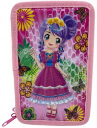 Penar scoala 3D echipat 3 compartimente 32 piese roz Princess 