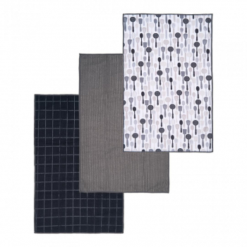 Set 3 prosoape bucatarie microfibra 45 x 70 cm model Linguri Multicolor 