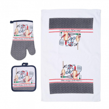 Set bucatarie 3 piese bumbac model Ustensile Multicolor 