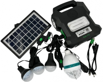 Sistem Solar Portabil cu 4 Becuri LED SMD Iesire USB 5V Bluetooth MP3 Player Radio FM 220 - 240 V Panou solar 8 h functionare Negru 