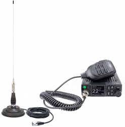 Pachet Statie radio CB PNI Escort HP 8900 ASQ 12-24V si antena CB PNI Extra 45 cu baza magnetica alimentare 12V24V RF Gain Roger Beep 