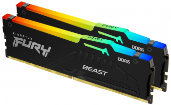 Kit Memorie Kingston FURY Beast RGB, 16GB, DDR5-5600MHz, CL40, Dual Channel memorii
