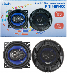 Difuzoare auto coaxiale PNI HIFI400 80W 4 Ohm 10 cm 3 cai Injection Core cu diametru 100mm set 2 buc 