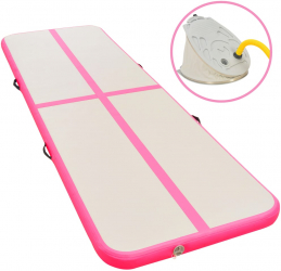 vidaXL Saltea gimnastica gonflabila cu pompa roz 800x100x10cm PVC 