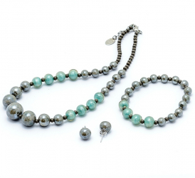 Set bijuterii Mihaela din sticla de Murano gri
