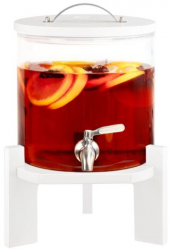 Dozator de bauturi din sticla Navaris cu robinet si stand 5 l Alb 46785.06 