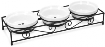 Set 2 Boluri din ceramica pentru caini si pisici Navaris cu suport metalic 320 ml 46947.2 