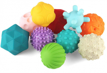 Set de 10 jucarii senzoriale moi si colorate cu diferite modele Huanger HE0233 