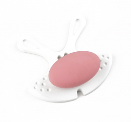 Buton pentru mobila copii Joy Iepuras finisaj alb cu nasuc roz CB 30 mm 
