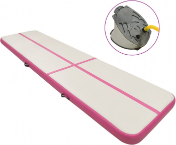 vidaXL Saltea gimnastica gonflabila cu pompa roz 800x100x20 cm PVC 