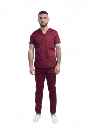 Costum medical barbati bluza si pantalon cu elastic si 2 buzunare tercot S bordo 