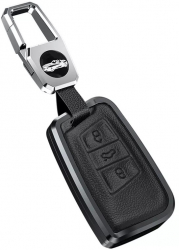 Husa aluminiu cu piele negru pentru cheie VW Volkswagen Passat B8 Skoda Superb Kodiaq A7 