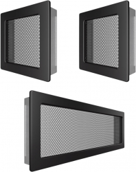 Set Grile Superior ventilatie - convectie semineu 2 x 17x17 cm 1 x 17x49 cm - Negru Fresh