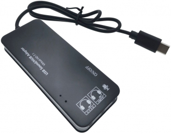 Hub cu conector USB Tip C si placa de sunet 2in1 interfata USB 2.0 3 porturi USB iesire 3 x jack 3.5mm mama indicator Led 