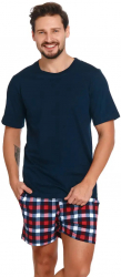 Pijama bumbac Navy Blue - L Navy Blue 100 Bumbac 