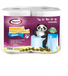 Prosop Hartie Monorola Misavan Profesionala Mega 2 Role /Set 2 Straturi 206 Foi 23 g/m² Dimensiune Foaie 200x260 mm 