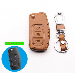 Husa din piele maro pentru cheie Ford Fiesta Focus Focus C-Max Galaxy Kuga Mondeo MK4 S-Max 