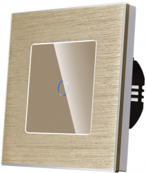 Intrerupator Simplu cu Variator Cap Scara / Cruce cu Touch si Rama din Aluminiu LUXION Auriu