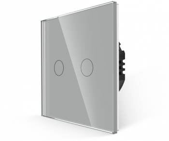 Intrerupator Dublu RF433 cu Touch din Sticla LUXION Gri 