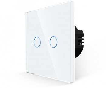 Intrerupator Dublu variator cu Touch din Sticla LUXION Alb 