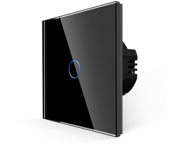 Intrerupator Simplu variator cu Touch din Sticla LUXION RF433 Negru 