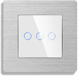Intrerupator Triplu Wi-Fi cu Touch din Sticla si Rama de Aluminiu LUXION Alb 
