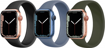 Pachet 3 Curele de Silicon Solo Loop pentru Apple Watch 2 3 4 5 6 7 SE 42MM 44MM 45MM L Negru Albastru Verde 