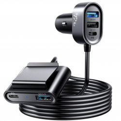 Incarcator auto cu 5 porturi USB Bibilel putere 72W Cablu extins 1.5m Negru MON-BBL5621 