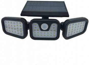 Lampa LED tripla reglabila cu incarcare solara LTC 76691 20W SMD 800lm acumulator 2400mAh cu senzori neagra 