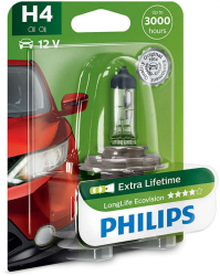 Bec auto cu halogen Philips H4 LongLife EcoVision 12V 55W 