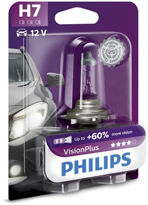 Bec auto cu halogen Philips H7 Vision Plus +60 12V 55W 