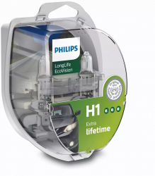 Set 2 becuri auto Philips H1 LongLife EcoVision 12V 55W 