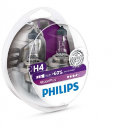 Set 2 Becuri auto Philips H4 Vision Plus +60 12V 55W 