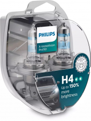 Set 2 becuri auto Philips H4 Xtreme Vision Pro +150 12V 55W 