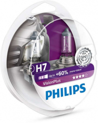 Set 2 Becuri auto Philips H7 Vision Plus +60 12V 55W 