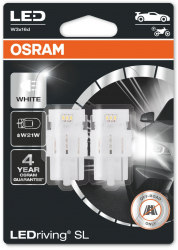Set 2 Becuri Auxiliare Cu Led 12v W21W White 6000k Bli Osram Alb 