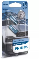 SET 2 BECURI FARA SOCLU W5W 12V blister WHITE VISION ULTRA PHILIPS