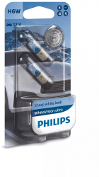 Set 2 becuri12V H6W BAX9S blister White Vision Ultra Philips 