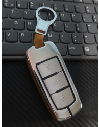 Carcasa aluminiu cu piele alcantara pentru cheie smart VW Passat B6 B7 CC 