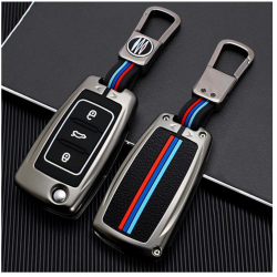 Carcasa din aluminiu negru pentru cheie tip briceag gama Volkswagen Skoda Seat 