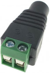 Conector mufa alimentare DC 2.1 x 5.5 mm mama la terminal 2 pini pentru banda led UTP sistem camere 