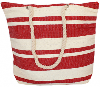 Geanta pentru plaja cu dungi rosu/alb 42 x 36 cm BB818 