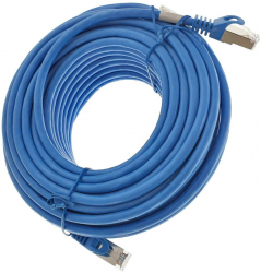 Cablu ecranat FTP Lanberg 41908 cat.6 mufat 2xRJ45 lungime 20m AWG 26 250 MHz de legatura retea ethernet albastru 